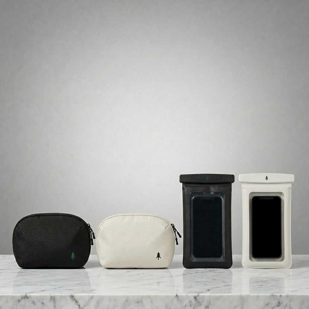 Kollektion von Essentials für Euer Firona System mit Organizer-Taschen und Phone Pouches für edles Understatement bei kompromissloser Ordnung und Sicherheit.
