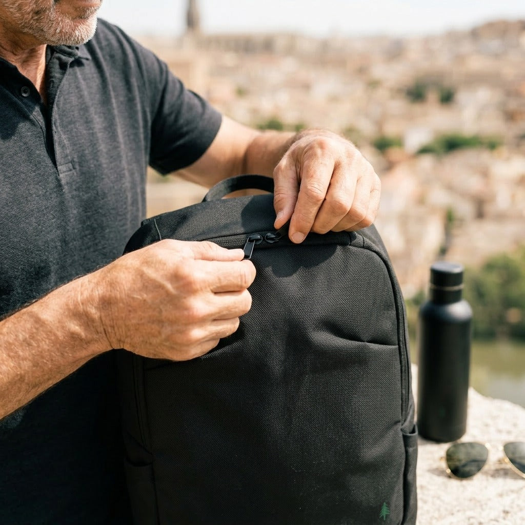 Firona City Backpack als moderner Rucksack in Nahaufnahme geeignet für Städtereisen, Pendeln und Alltag.